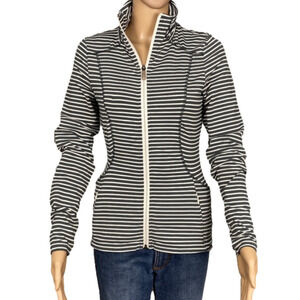 Lole full zip active jacket size XS grey and white stripe